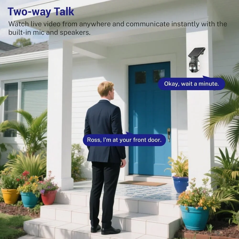 1080P Solar Security Cameras Wireless Outdoor, 360° View Pan/Tilt 2.4Ghz WiFi